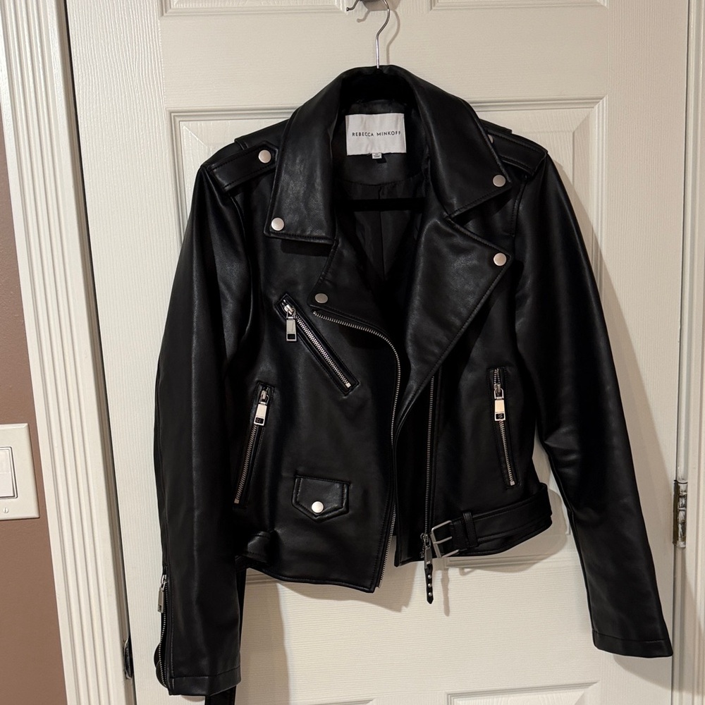 Rebecca Minkoff Black Moto-Style Faux Leather Jacket
